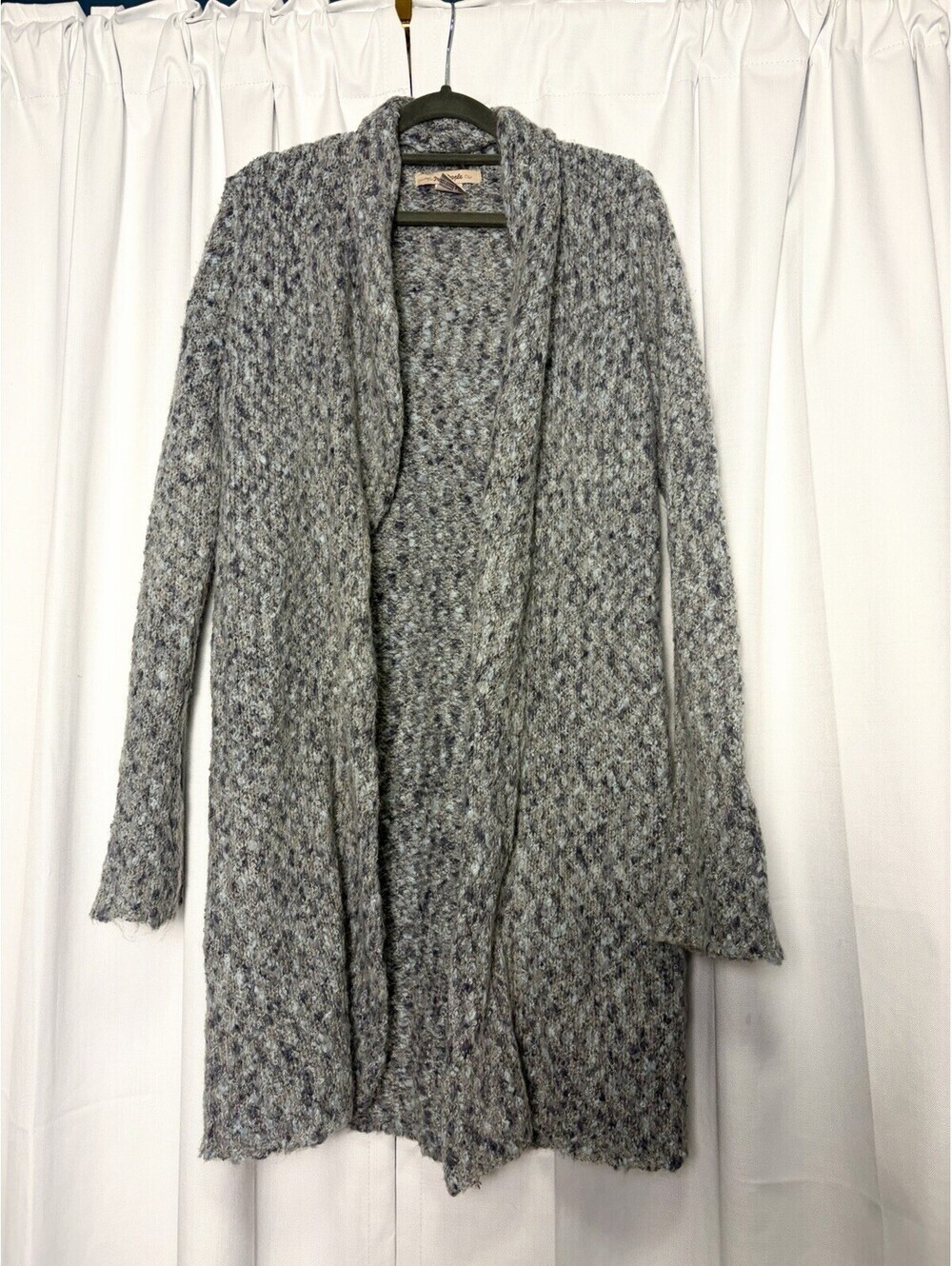 Vintage Y2K Free People Roll Neck Blue Mohair Blend  Open Cardigan Sweater Large